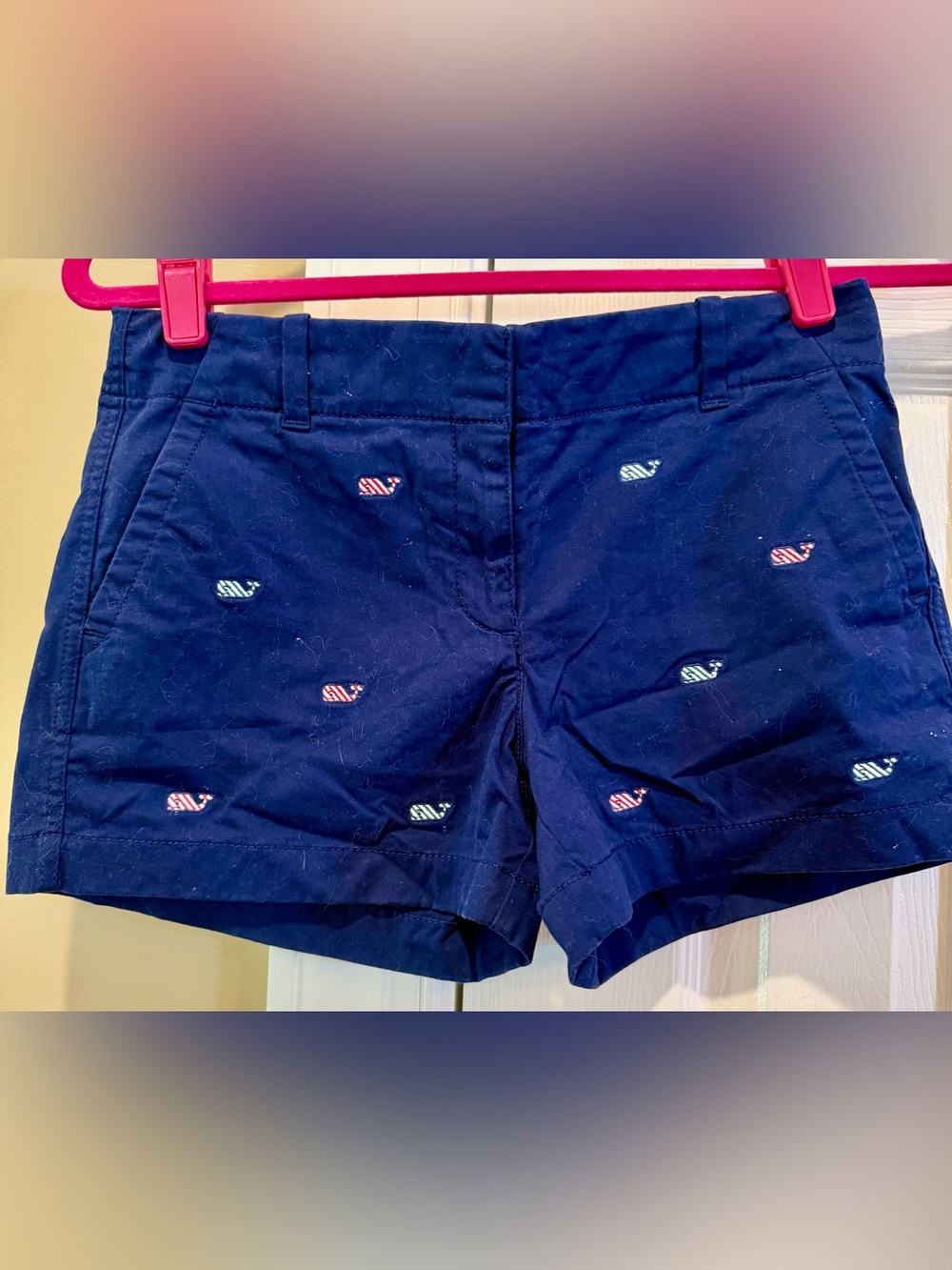 Vineyard Vines Girls Navy Embroidered Whale Chino Shorts Size 12